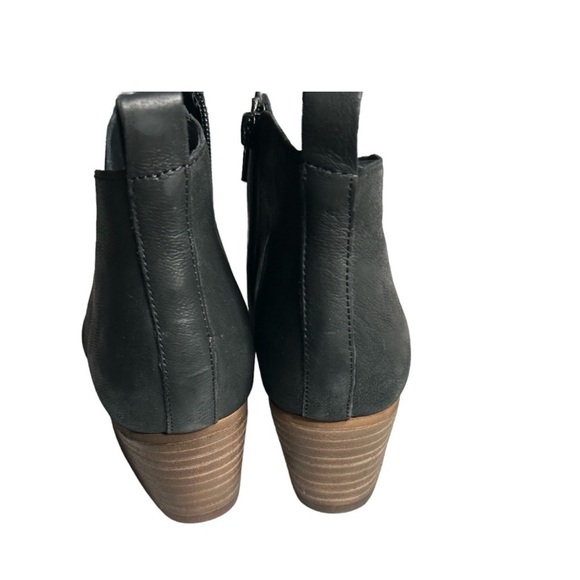 Corso Como Black Open-Toe Leather Ankle Booties with Stacked Heel - Picture 3 of 6